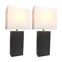 Elegant Designs 2 PK Modern Leather Table Lamps