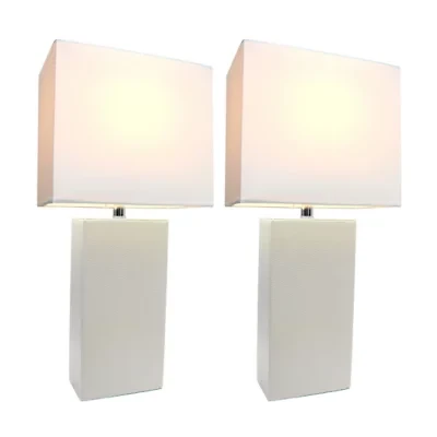 Elegant Designs 2 PK Modern Leather Table Lamps