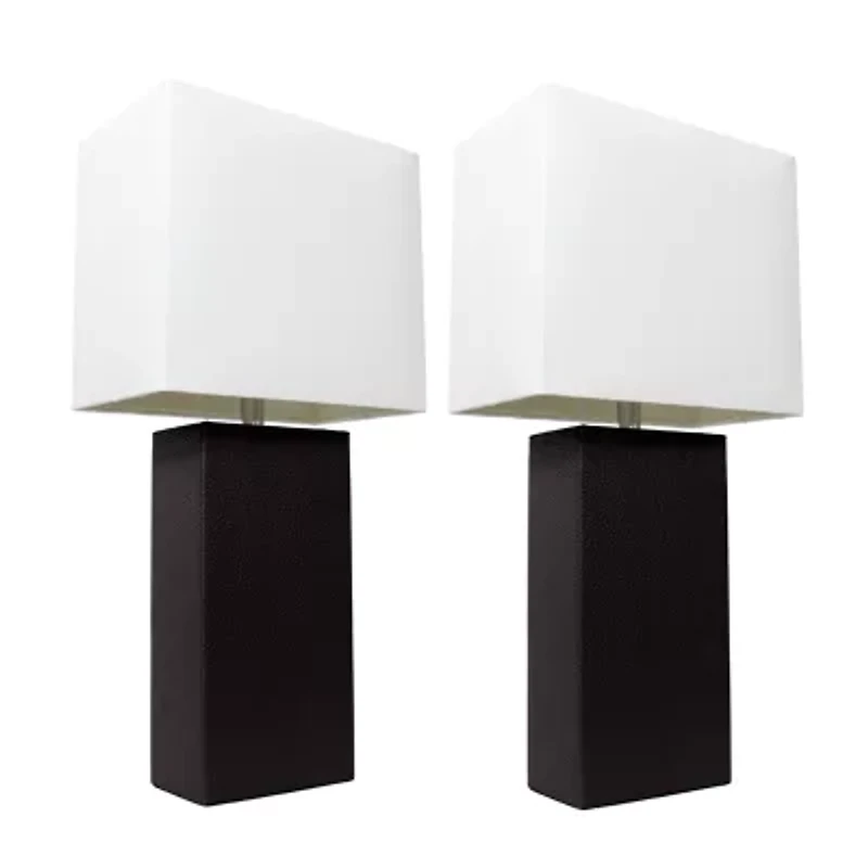 Elegant Designs 2 PK Modern Leather Table Lamps