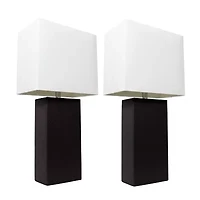 Elegant Designs 2 PK Modern Leather Table Lamps