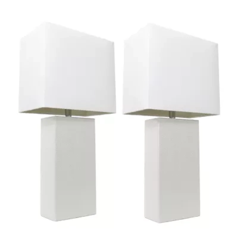 Elegant Designs 2 PK Modern Leather Table Lamps
