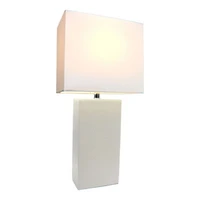 Elegant Designs Modern Leather Table Lamp with White Fabric Shade