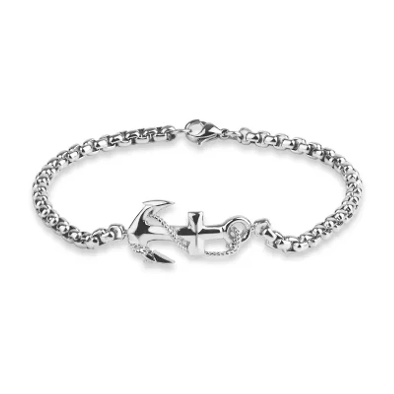 Mens Stainless Steel Hollow 8 1/2 Inch Link Bracelet