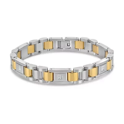 Mens Stainless Steel Solid 8 3/4 Inch Link Bracelet