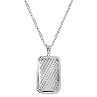 Mens 1/2 CT. T.W. White Cubic Zirconia Dog Tag Pendant Necklace