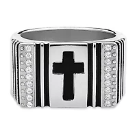 Mens 1/2 CT. T.W. White Cubic Zirconia Cross Signet Ring