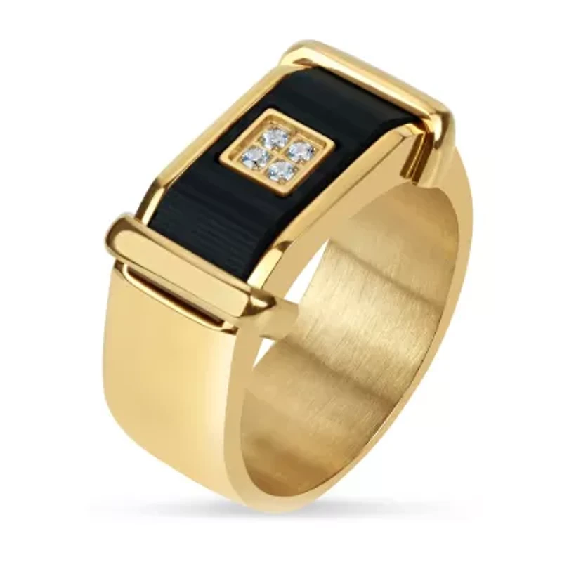 Mens Diamond Accent White Cubic Zirconia Signet Ring