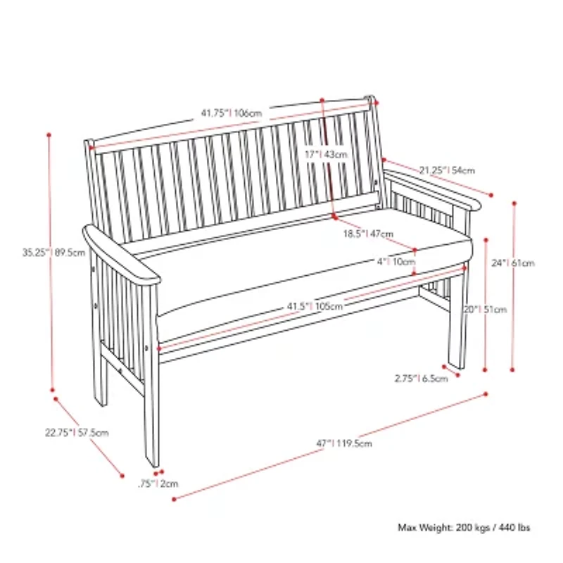 Corliving Miramar Removable Cushions Bench