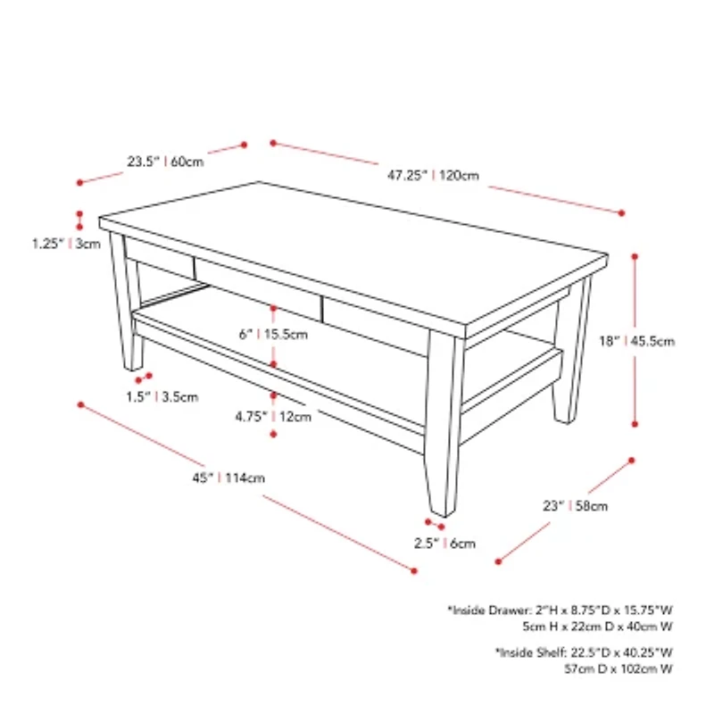 Corliving Hollywood Storage 2-Drawer Coffee Table