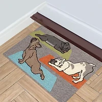 Liora Manne Frontporch Yoga Dogs Hand Tufted Washable Indoor Outdoor Rectangular Accent Rug