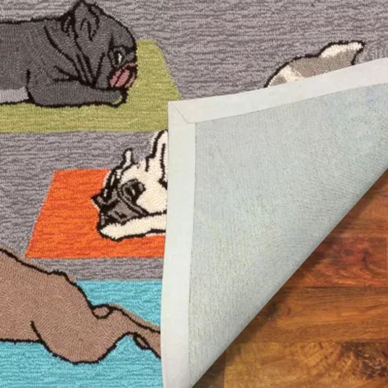 Liora Manne Frontporch Yoga Dogs Hand Tufted Washable Indoor Outdoor Rectangular Accent Rug