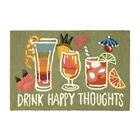 Liora Manne Frontporch Happy Drinks Hand Tufted Washable Indoor Outdoor Rectangular Accent Rug