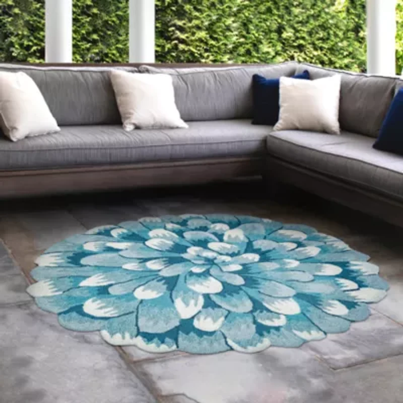 Liora Manne Frontporch Mum Hand Tufted Washable Indoor Outdoor Round Accent Rug