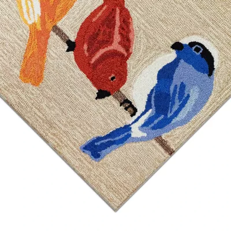 Liora Manne Frontporch Birds Hand Tufted Washable Indoor Outdoor Rectangular Accent Rug