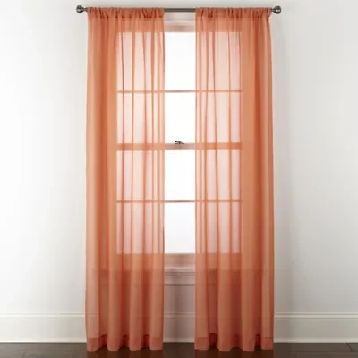 Home Expressions Remy Solid Rod Pocket Sheer Single Curtain Panel
