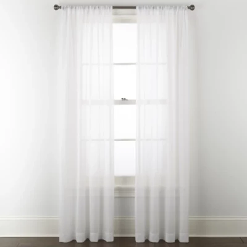 Home Expressions Remy Solid Rod Pocket Sheer Single Curtain Panel