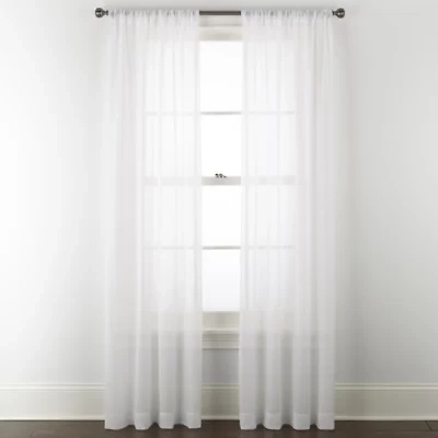 Home Expressions Remy Solid Rod Pocket Sheer Single Curtain Panel