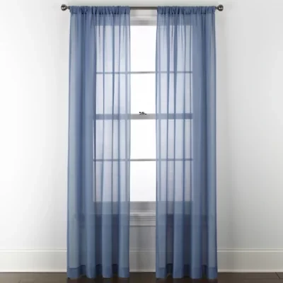 Home Expressions Remy Solid Rod Pocket Sheer Single Curtain Panel