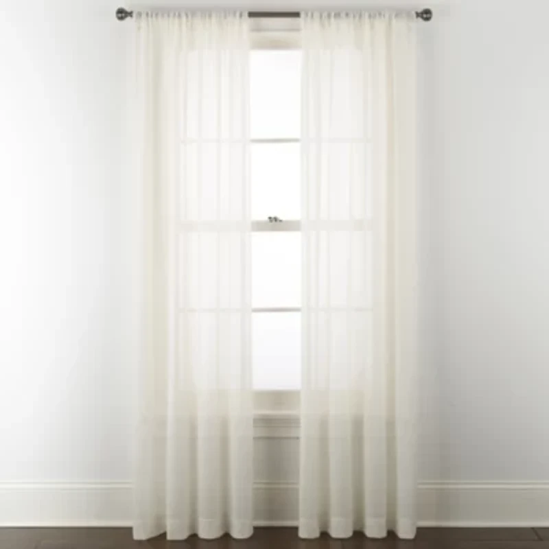 Home Expressions Remy Solid Rod Pocket Sheer Single Curtain Panel