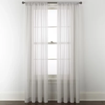Home Expressions Remy Solid Rod Pocket Sheer Single Curtain Panel