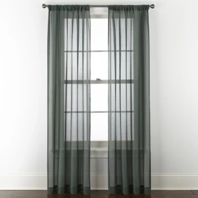 Home Expressions Remy Solid Rod Pocket Sheer Single Curtain Panel
