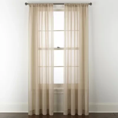 Home Expressions Remy Solid Rod Pocket Sheer Single Curtain Panel