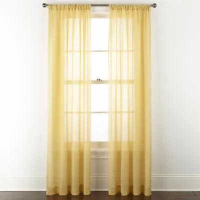 Home Expressions Remy Solid Rod Pocket Sheer Single Curtain Panel