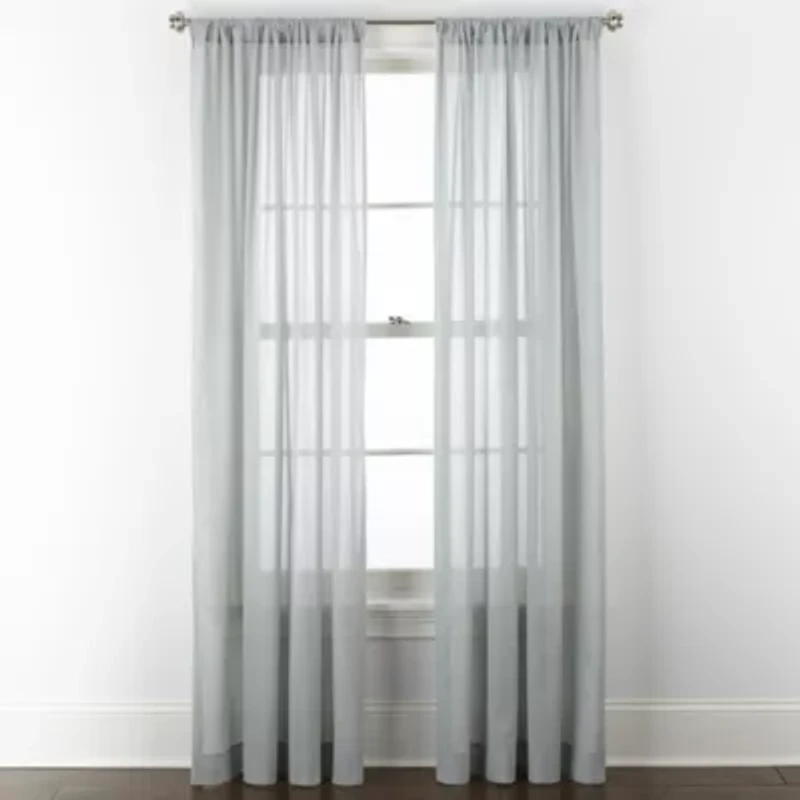 Linden Street Jameson Cotton Rod Pocket Sheer Single Curtain Panel