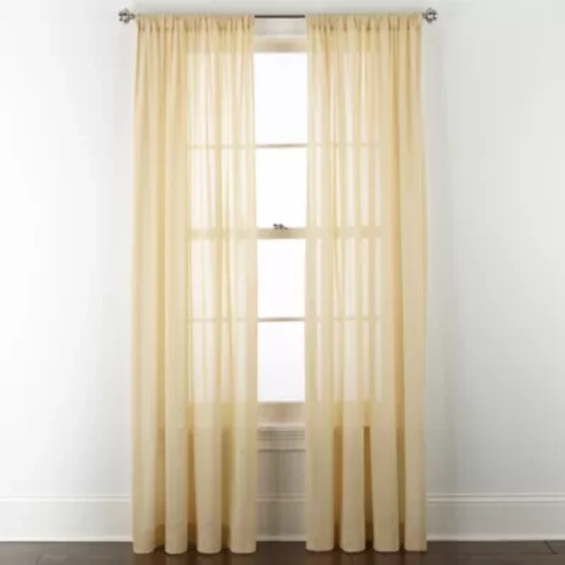 Linden Street Jameson Cotton Rod Pocket Sheer Single Curtain Panel
