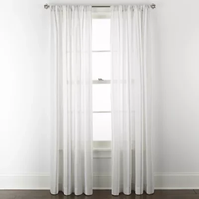 Linden Street Jameson Cotton Print Rod Pocket Sheer Single Curtain Panel