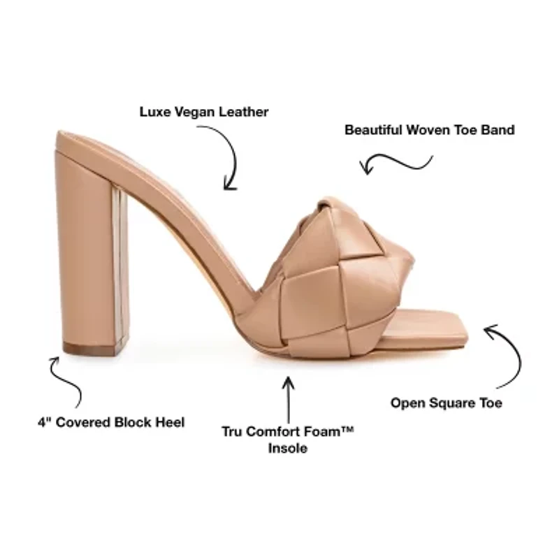 Journee Collection Maysie Womens Round Open Toe Block Heel Pumps