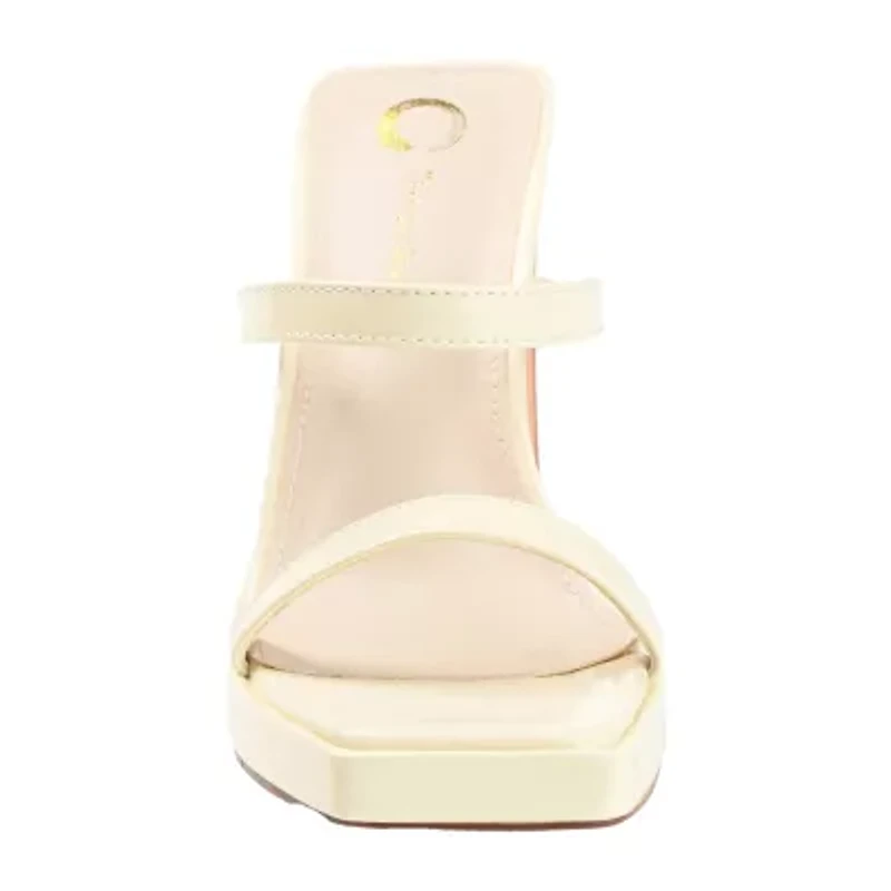 Journee Collection Naivee Womens Round Open Toe Block Heel Pumps