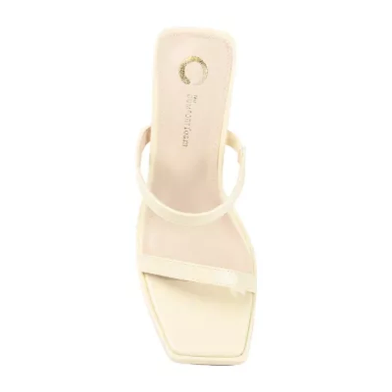 Journee Collection Naivee Womens Round Open Toe Block Heel Pumps