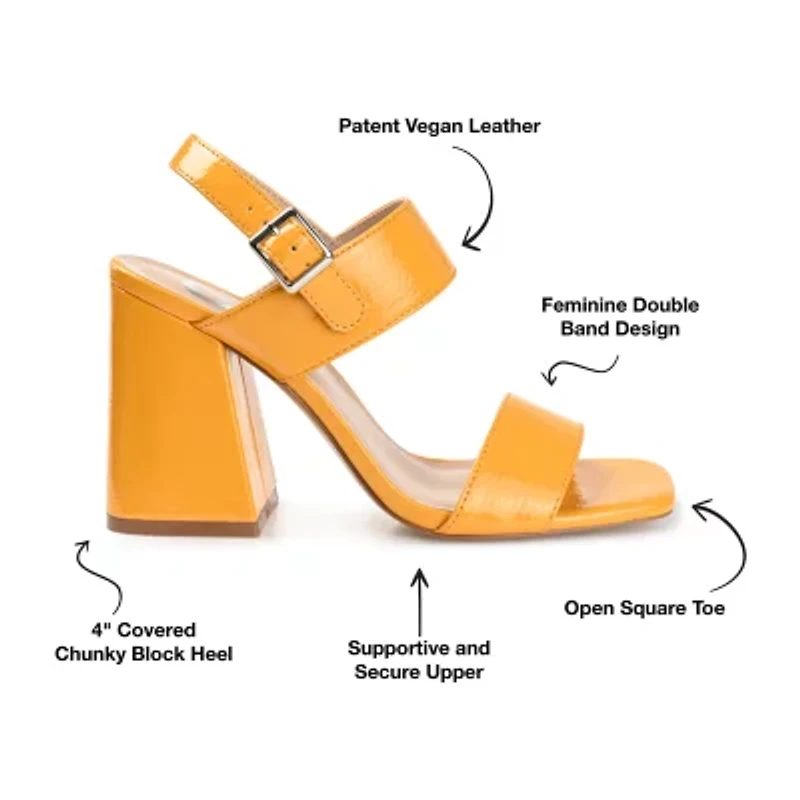 Journee Collection Adras Womens Round Open Toe Block Heel Pumps