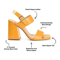 Journee Collection Adras Womens Round Open Toe Block Heel Pumps