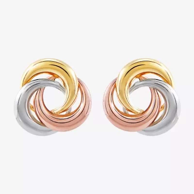 14K Tri-Color Gold 10mm Knot Stud Earrings