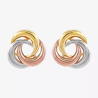 14K Tri-Color Gold 10mm Knot Stud Earrings