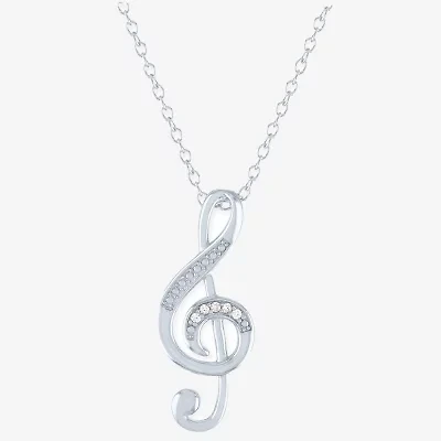 Womens Diamond Accent Natural White Diamond Sterling Silver 18 Inch Pendant Necklace