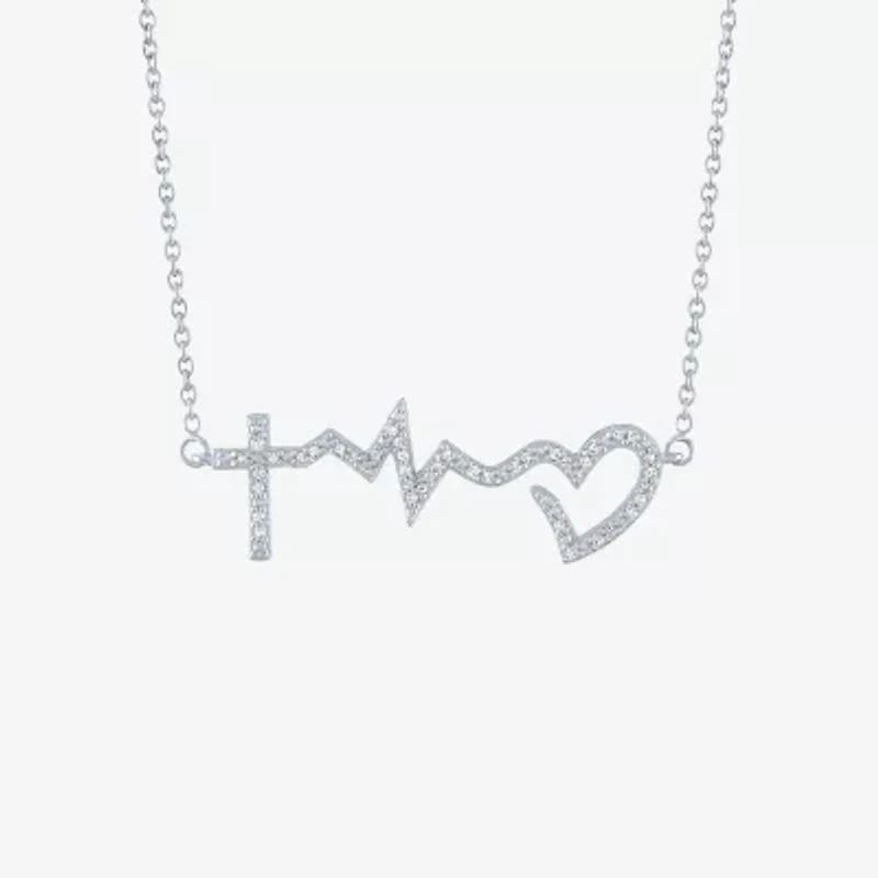 Womens 1/10 CT. T.W. Natural White Diamond Sterling Silver 18 Inch Pendant Necklace