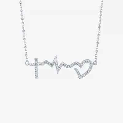 Womens 1/10 CT. T.W. Natural White Diamond Sterling Silver 18 Inch Pendant Necklace