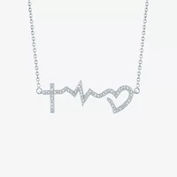 Womens 1/10 CT. T.W. Natural White Diamond Sterling Silver 18 Inch Pendant Necklace