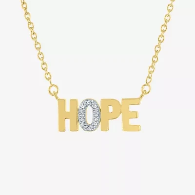 Diamond Accent "Hope" Womens Diamond Accent Natural White Diamond 14K Gold Over Silver 18 Inch Pendant Necklace