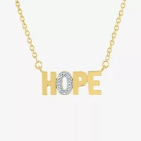 Diamond Accent "Hope" Womens Diamond Accent Natural White Diamond 14K Gold Over Silver 18 Inch Pendant Necklace