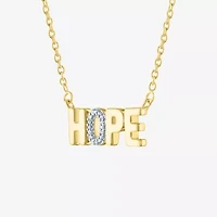 Diamond Accent "Hope" Womens Diamond Accent Natural White Diamond 14K Gold Over Silver 18 Inch Pendant Necklace