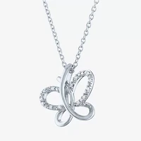 Diamond Accent Womens Diamond Accent Natural White Diamond Sterling Silver Butterfly 18 Inch Pendant Necklace