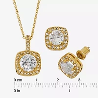Sparkle Allure Light Up Box Womens Cubic Zirconia 10K Gold Over Brass Square 2-pc. Jewelry Set