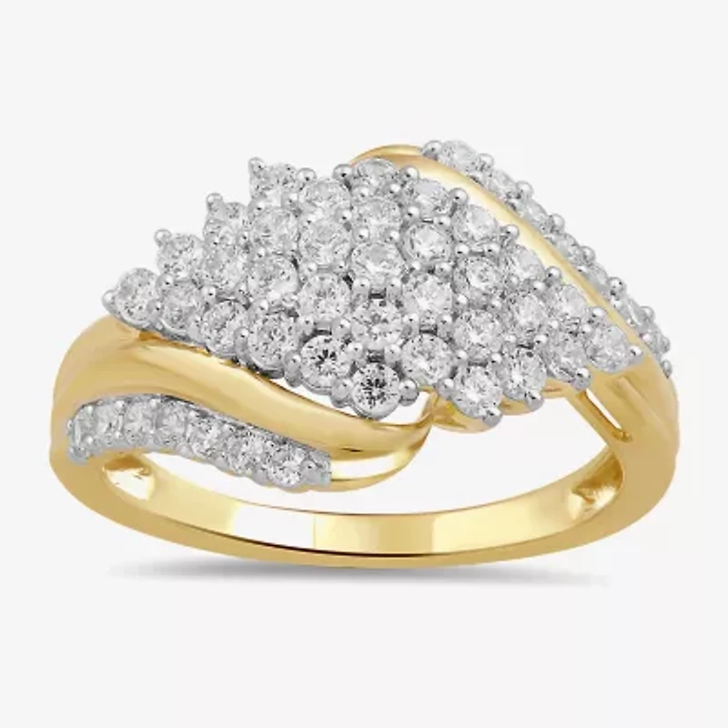Womens 1 CT.T.W. Lab-Grown Diamond 10K Gold Cocktail Ring