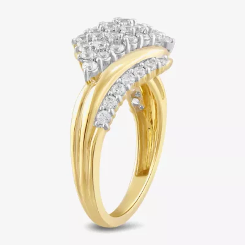 Womens 1 CT.T.W. Lab-Grown Diamond 10K Gold Cocktail Ring