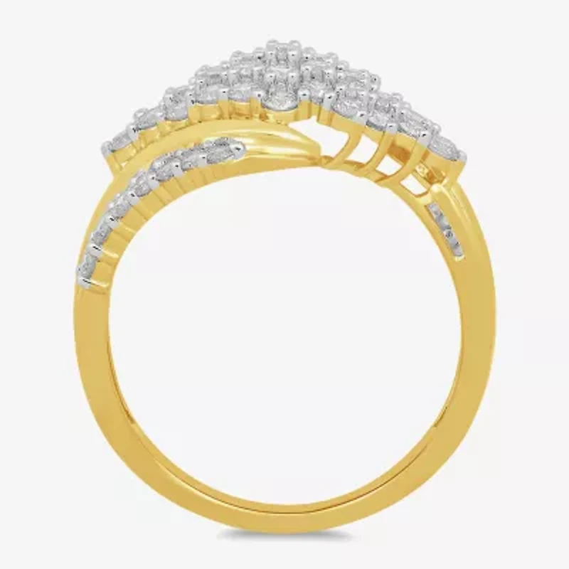 Womens 1 CT.T.W. Lab-Grown Diamond 10K Gold Cocktail Ring
