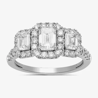 Signature By Modern Bride (H-I / Si2) Womens 2 CT. T.W. Lab Grown White Diamond 14K Gold Side Stone Engagement Ring